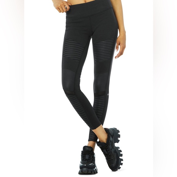 Alo Yoga High-Waist Moto Leggings Black Size Medium - Picture 2 of 13